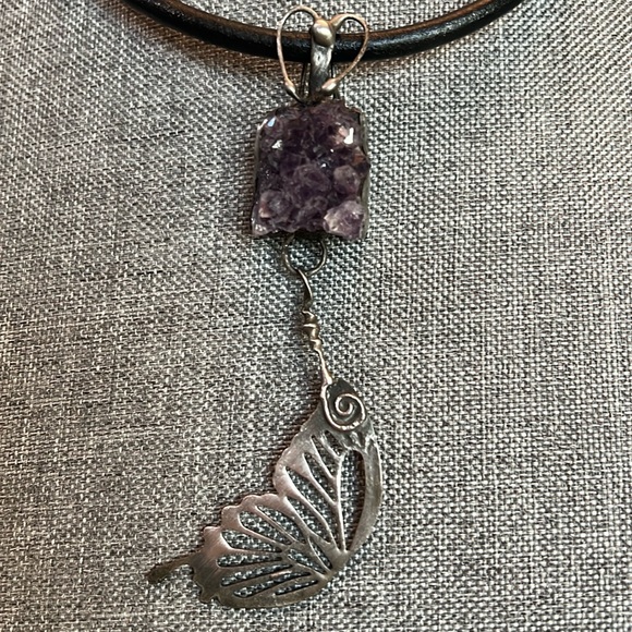 Beautiful butterfly, amethyst, choker - Picture 4 of 10